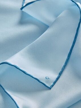 Light Blue Silk Scarf with Blue Border